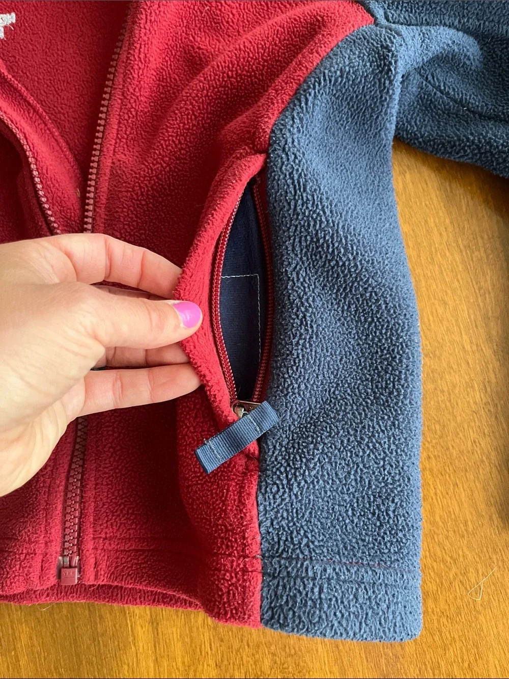 The North Face Maroon and Navy Kids' Full-Zip Fleece Jacket